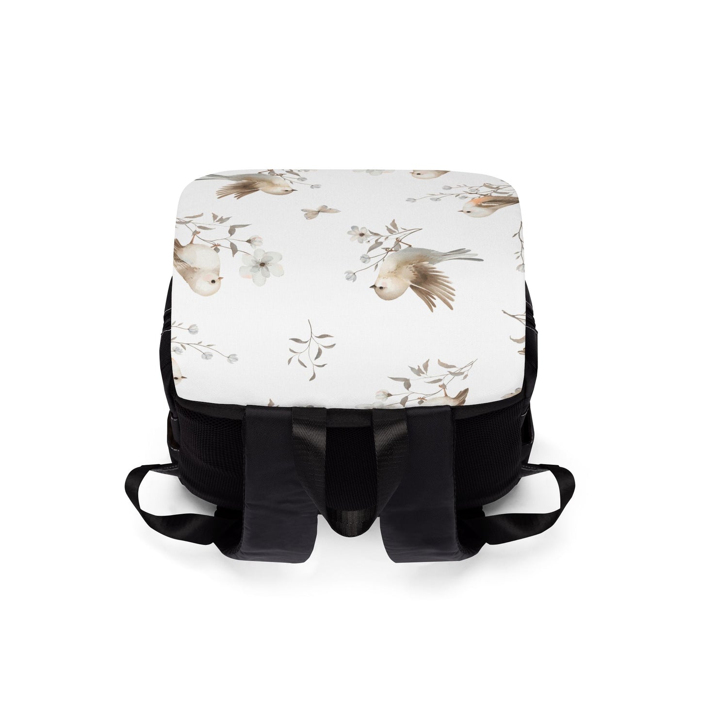 Birds & Blossoms Shoulder Backpack - Floral Bird Print Casual Backpack