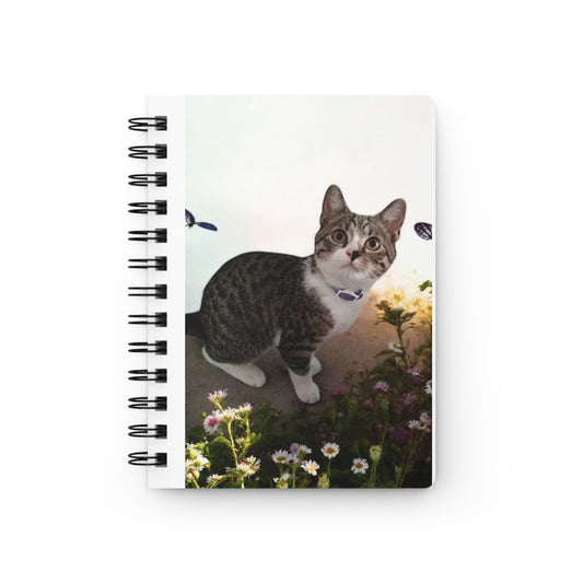 Charming Cat Spiral Journal | Cute Notebook for Cat Lovers, Gift for Pet Owners, Floral Design, Daily Planner, Writing Journal, Cat Art