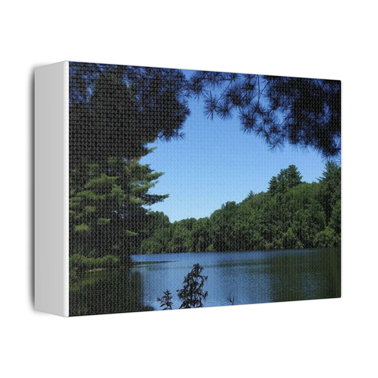 Nature Wall Art Canvas, Serene Lakeside Scene, Home Decor for Nature Lovers, Perfect for Living Room or Bedroom
