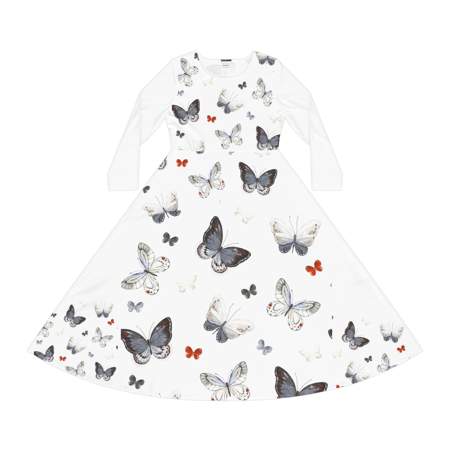 Butterfly Elegant Long Sleeve Dance Dress, Floral Party Attire, Boho Style, Dancewear, Gift for Her, Spring Fashion, Dance Events