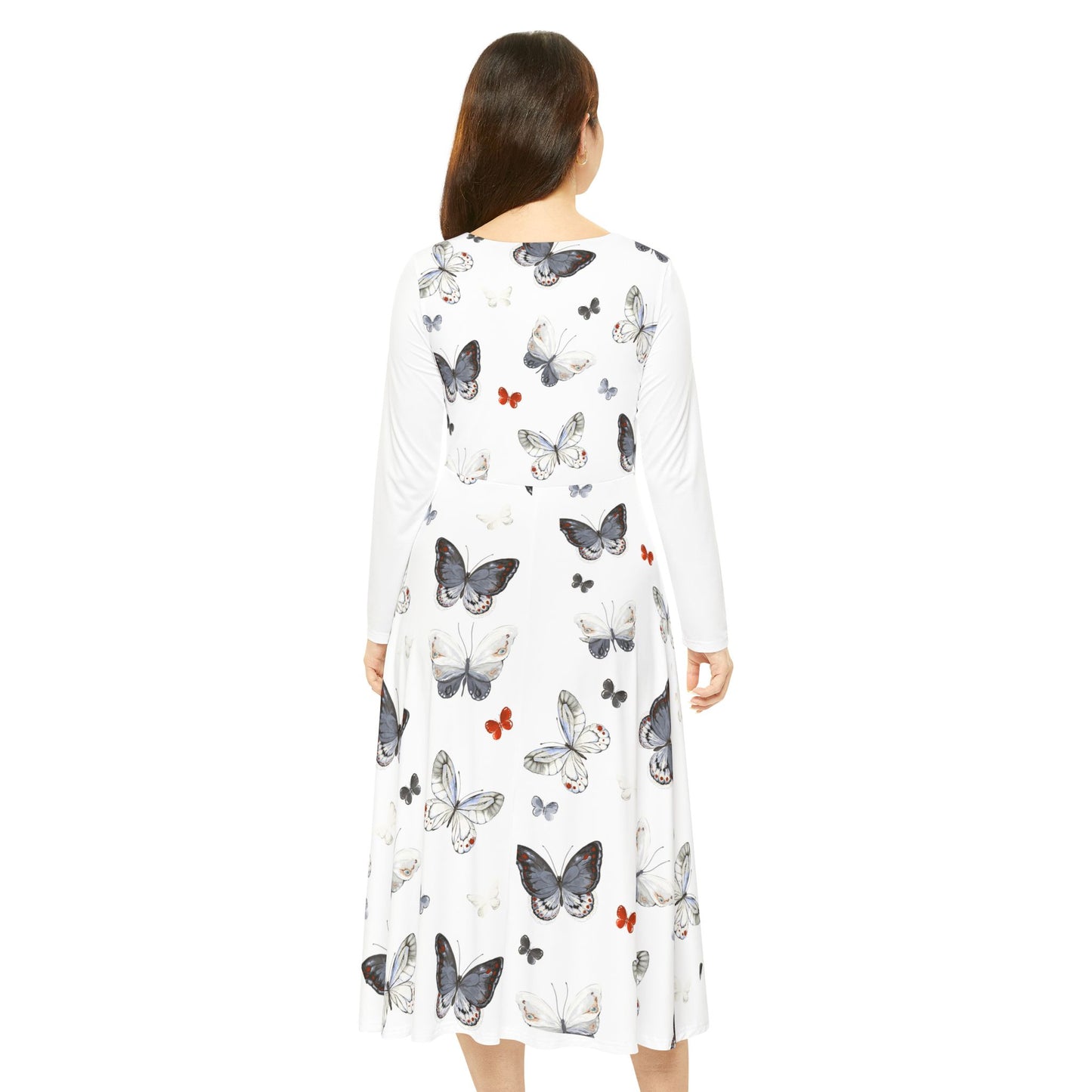 Butterfly Elegant Long Sleeve Dance Dress, Floral Party Attire, Boho Style, Dancewear, Gift for Her, Spring Fashion, Dance Events