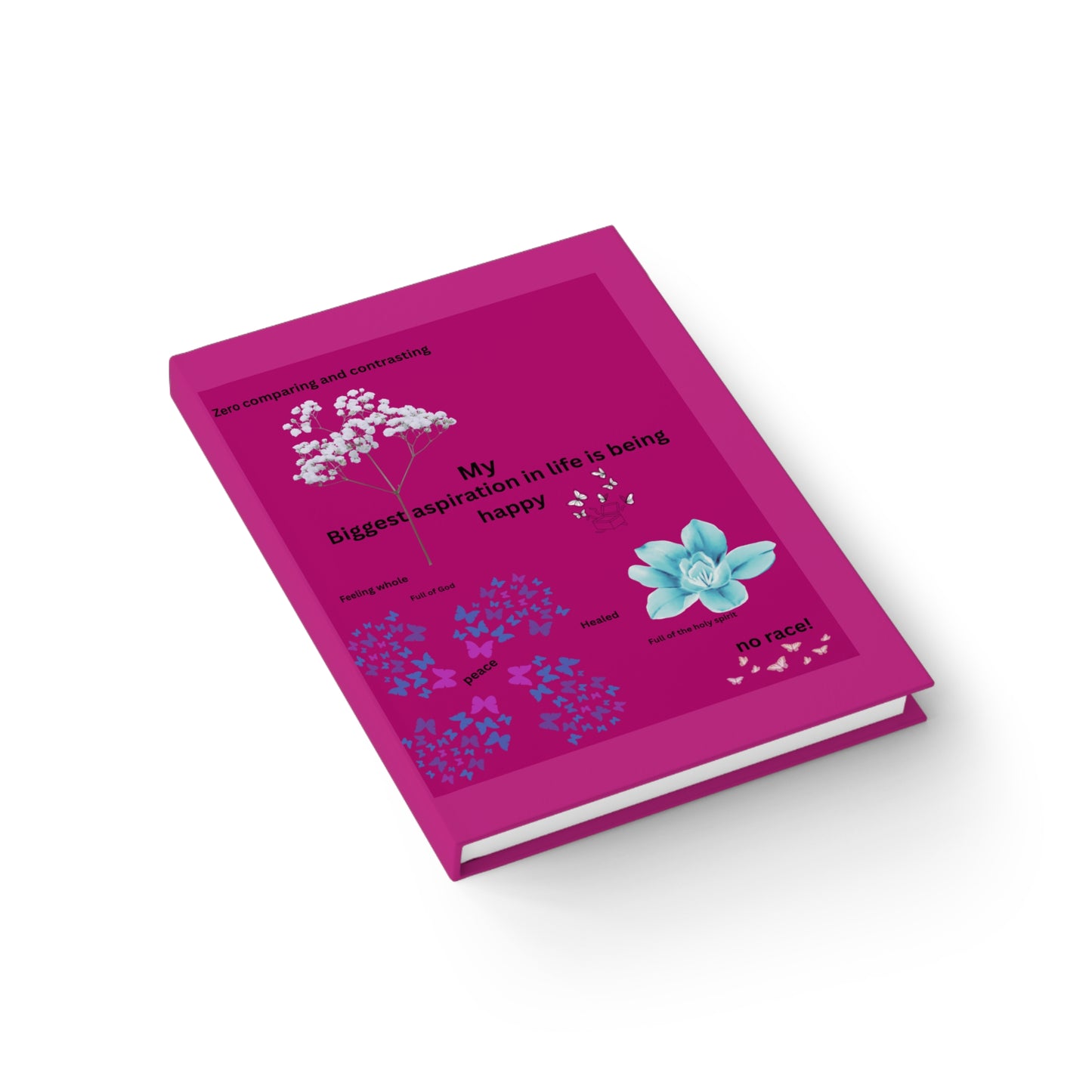 Inspirational Journal - My Biggest Aspiration in Life is Being Happy, Self-Discovery Notebook, Motivational Writing Journal, Pink [...]