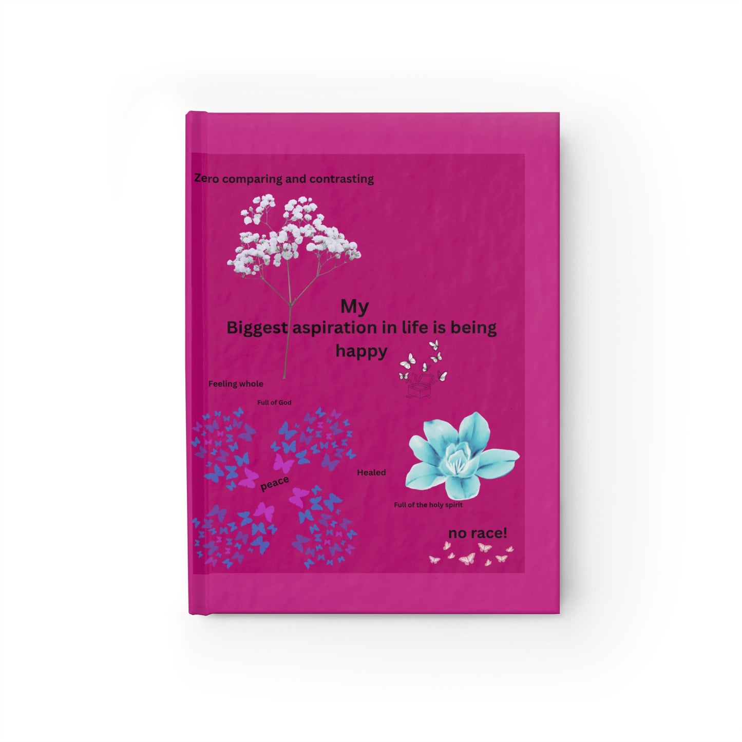 Inspirational Journal - My Biggest Aspiration in Life is Being Happy, Self-Discovery Notebook, Motivational Writing Journal, Pink [...]