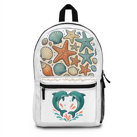 Ocean-Inspired Dolphin Backpack, Beach Bag, Nautical Accessories, Travel Gear, Cute Gift for Kids, School Backpack