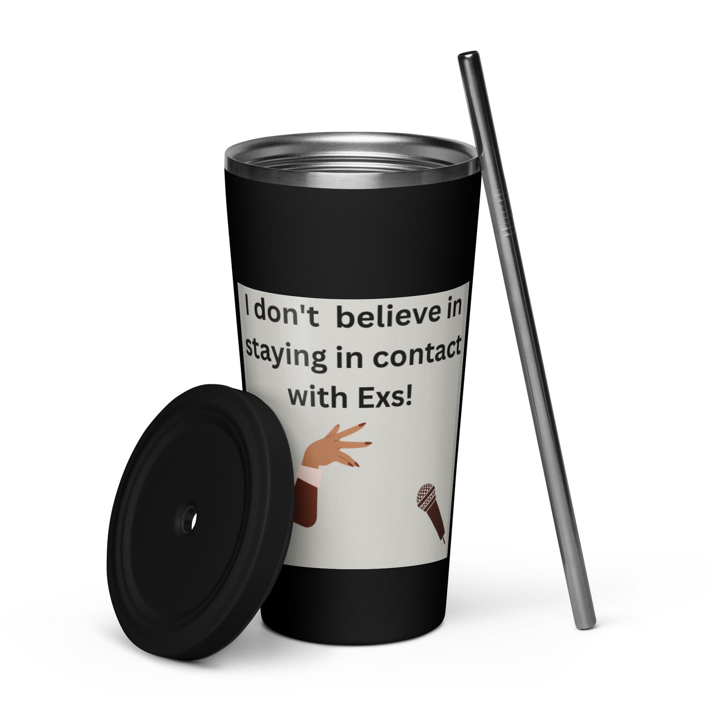 Insulated tumbler with a straw
