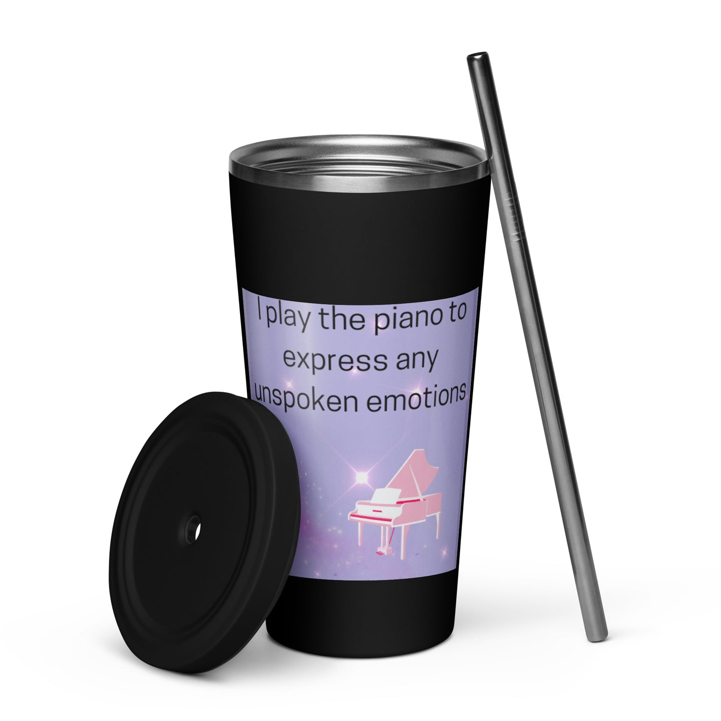 Insulated tumbler with a straw