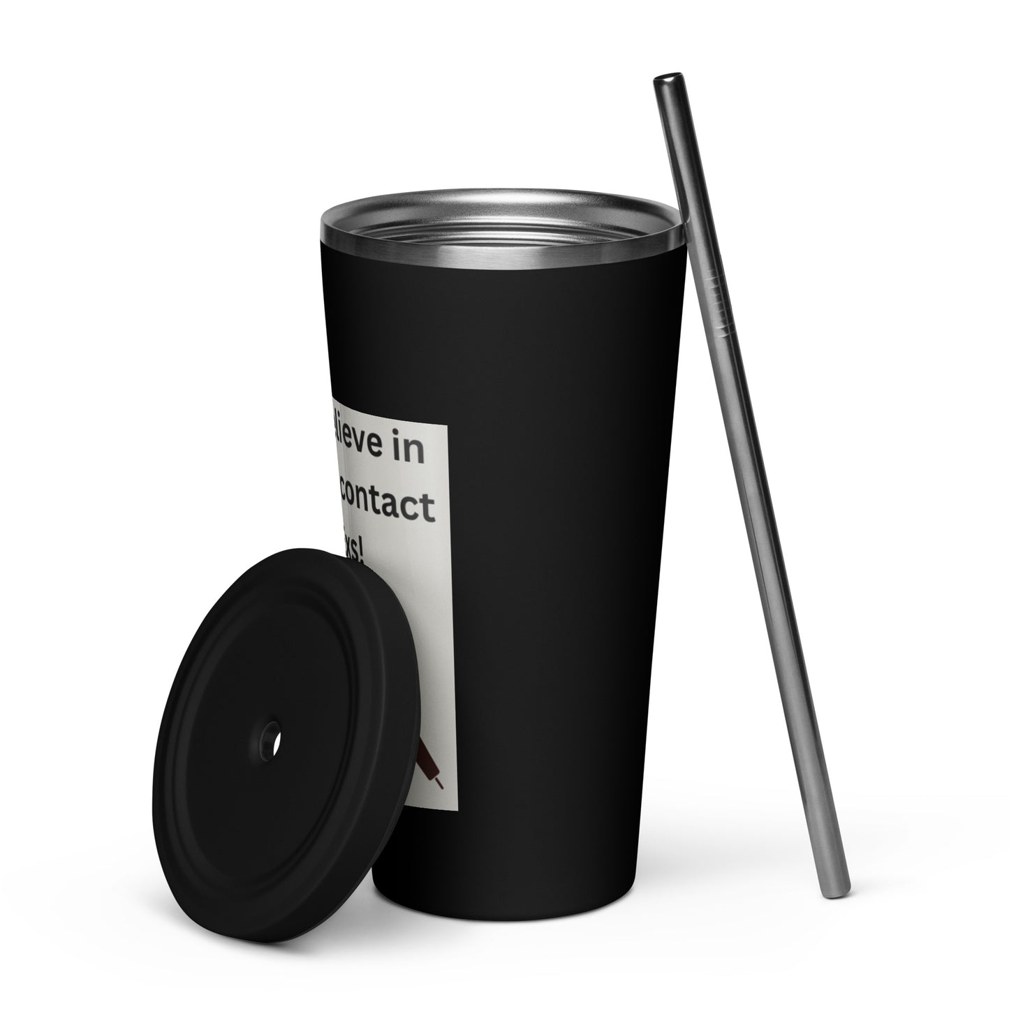 Insulated tumbler with a straw