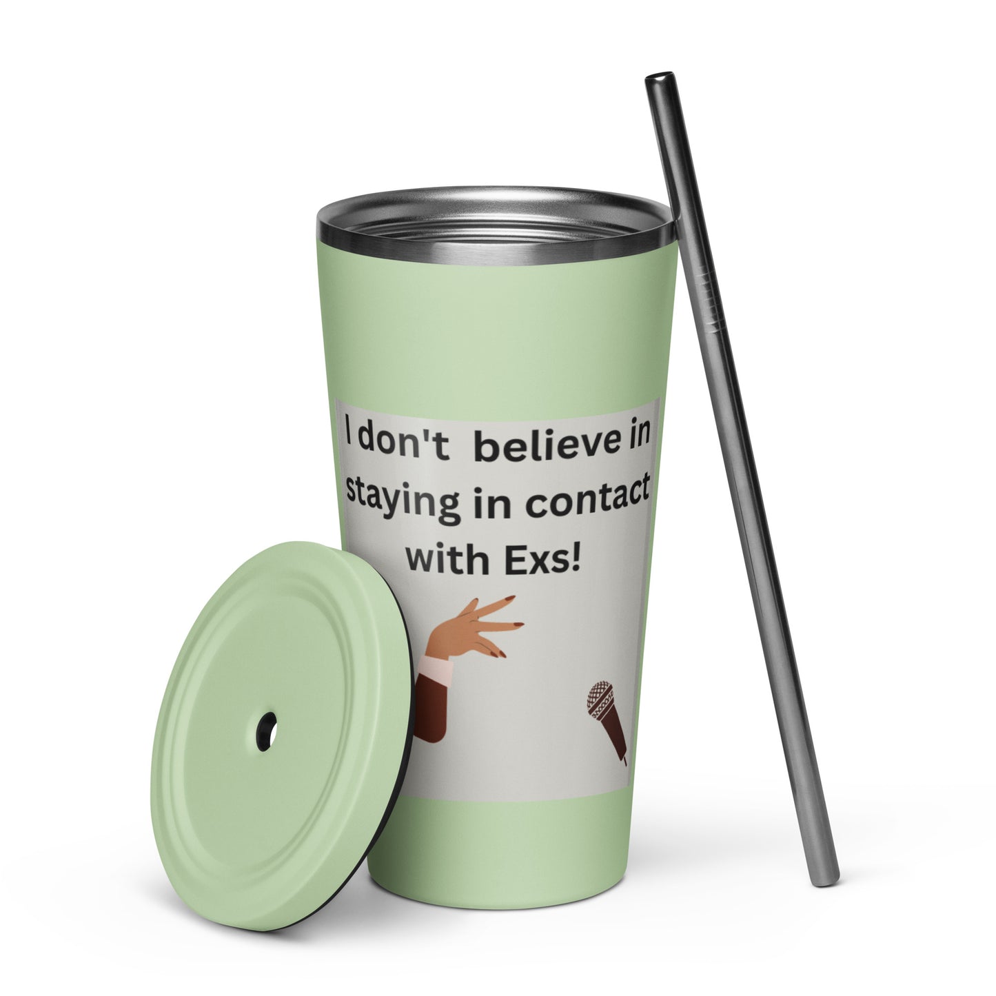 Insulated tumbler with a straw
