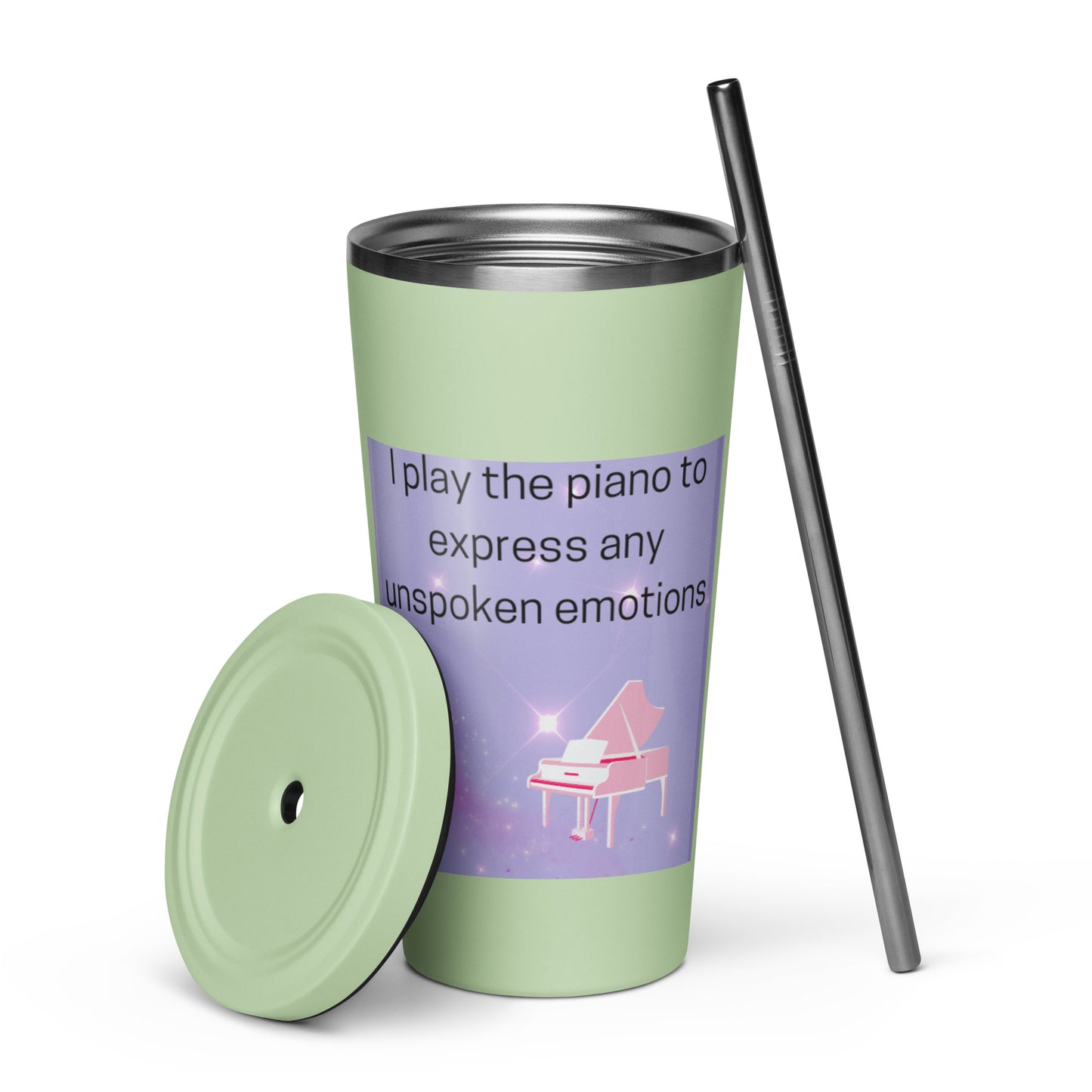Insulated tumbler with a straw