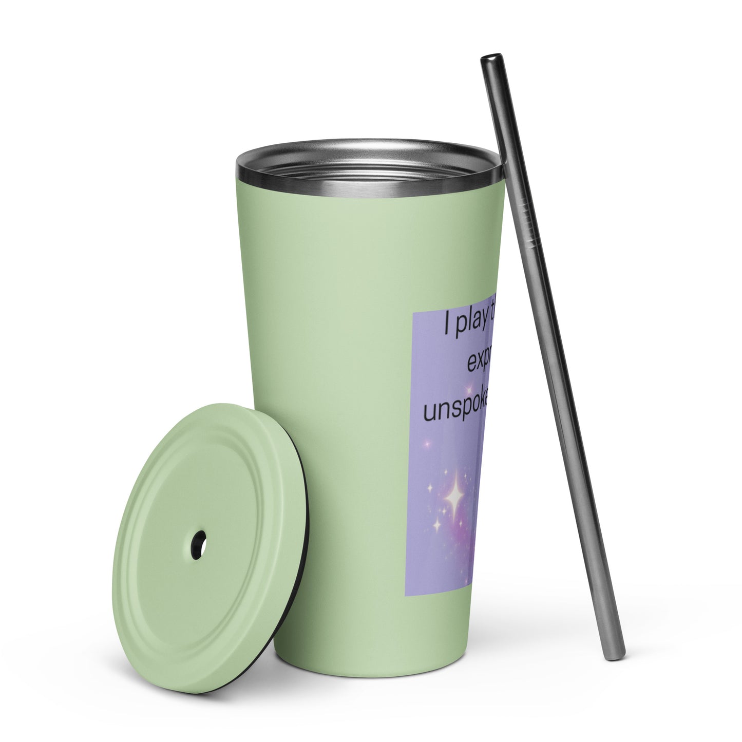 Insulated tumbler with a straw