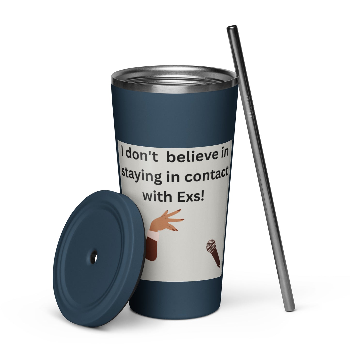 Insulated tumbler with a straw