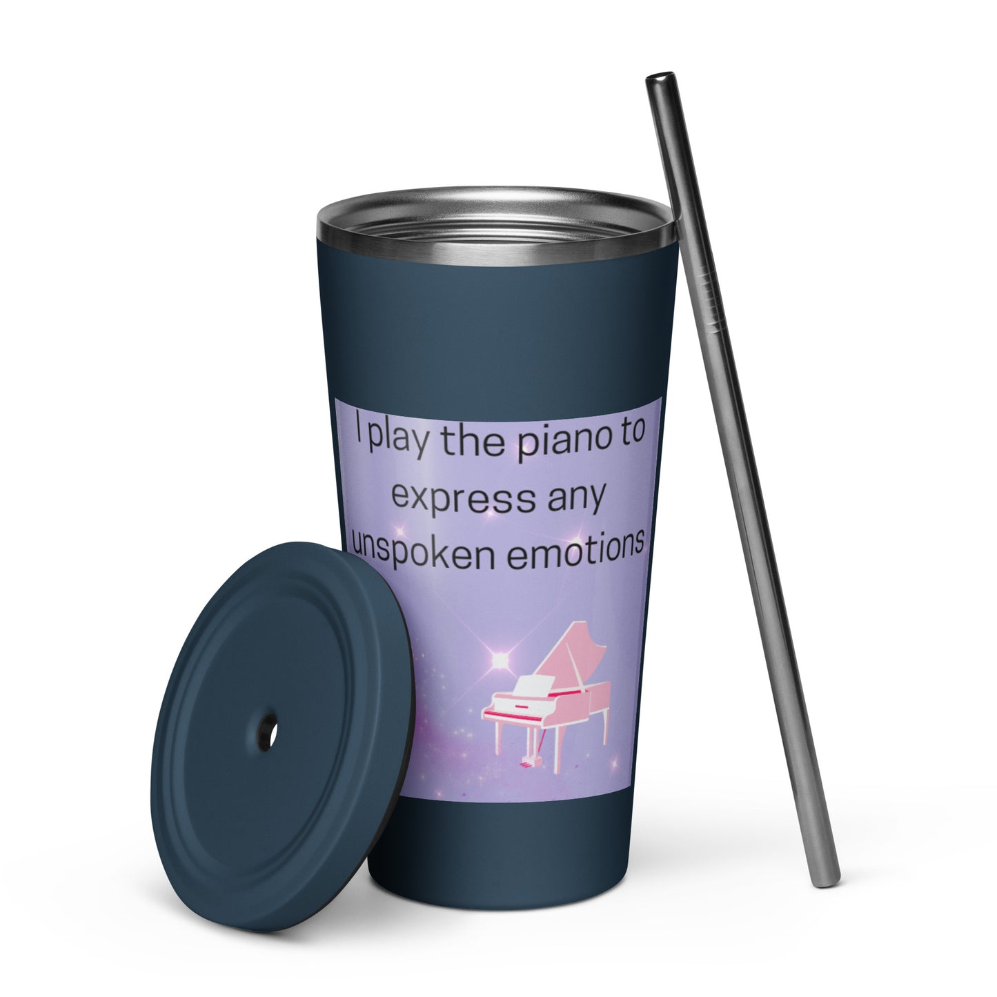 Insulated tumbler with a straw
