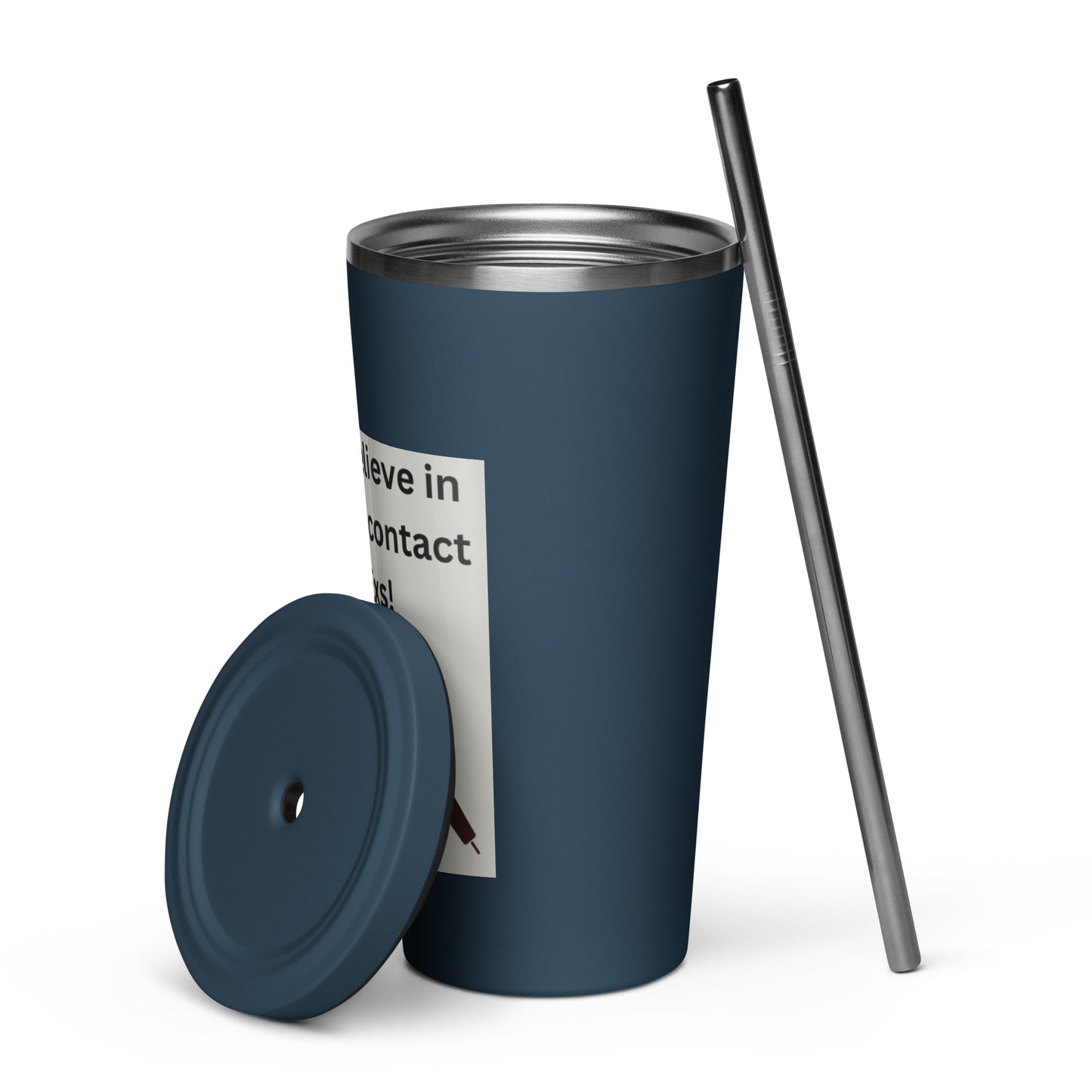 Insulated tumbler with a straw