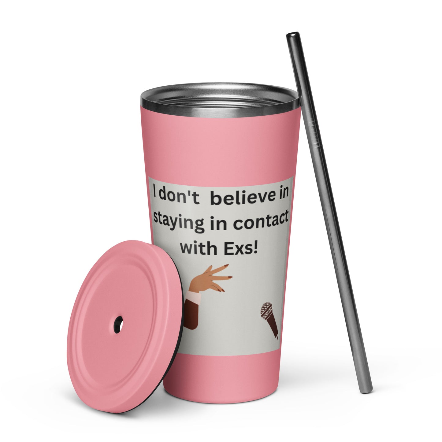 Insulated tumbler with a straw