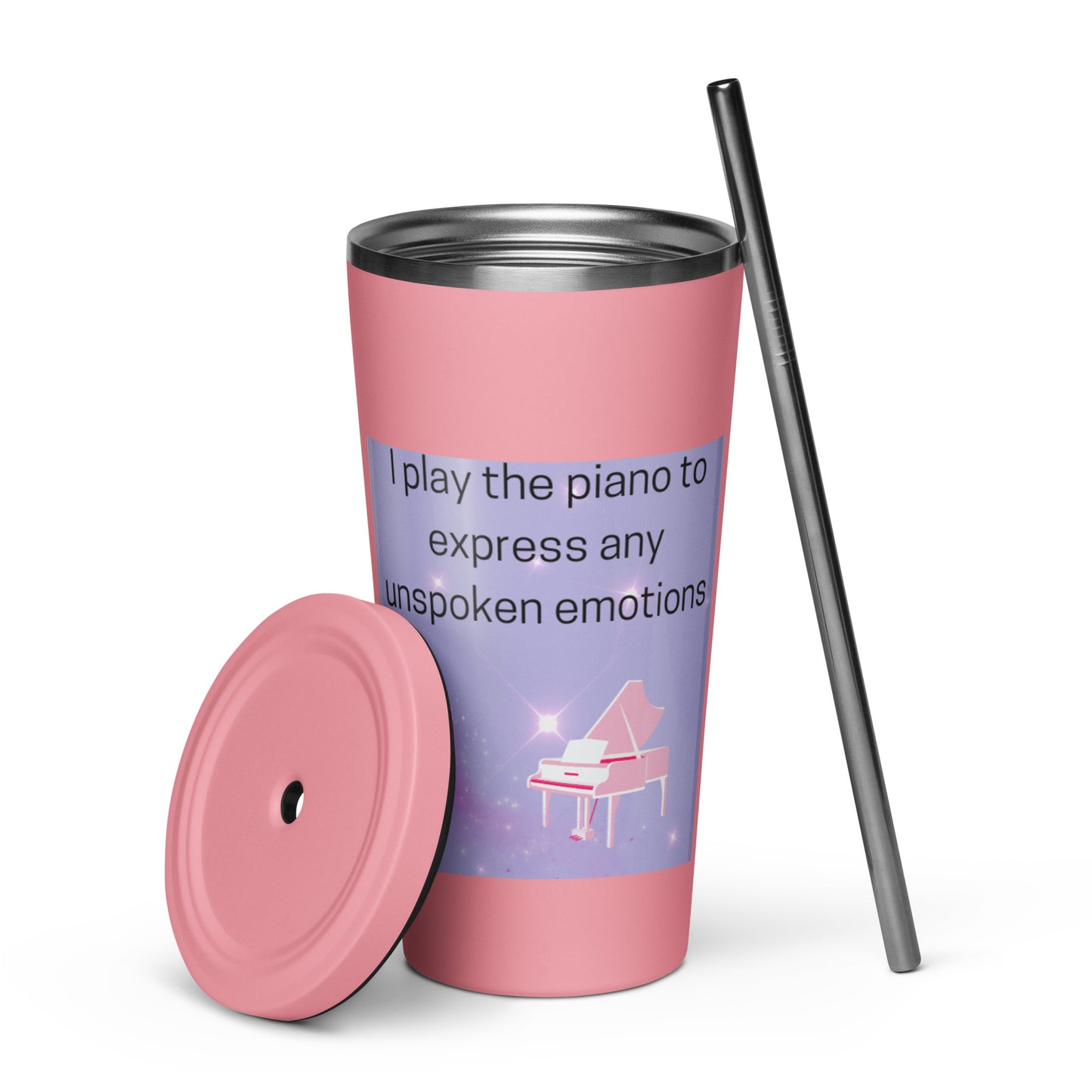 Insulated tumbler with a straw