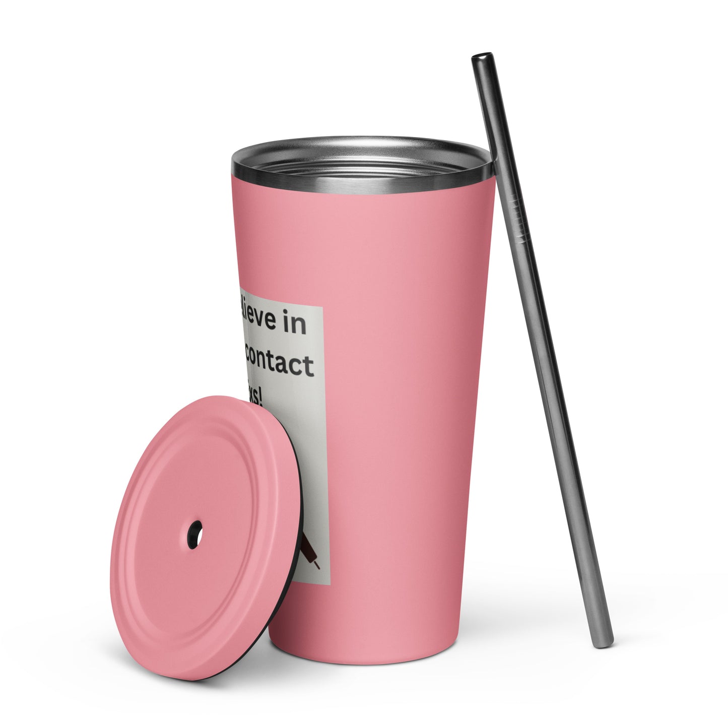 Insulated tumbler with a straw