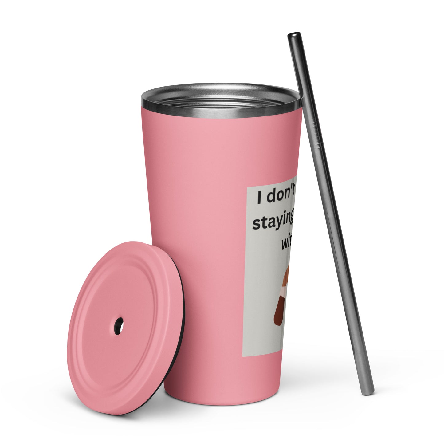 Insulated tumbler with a straw