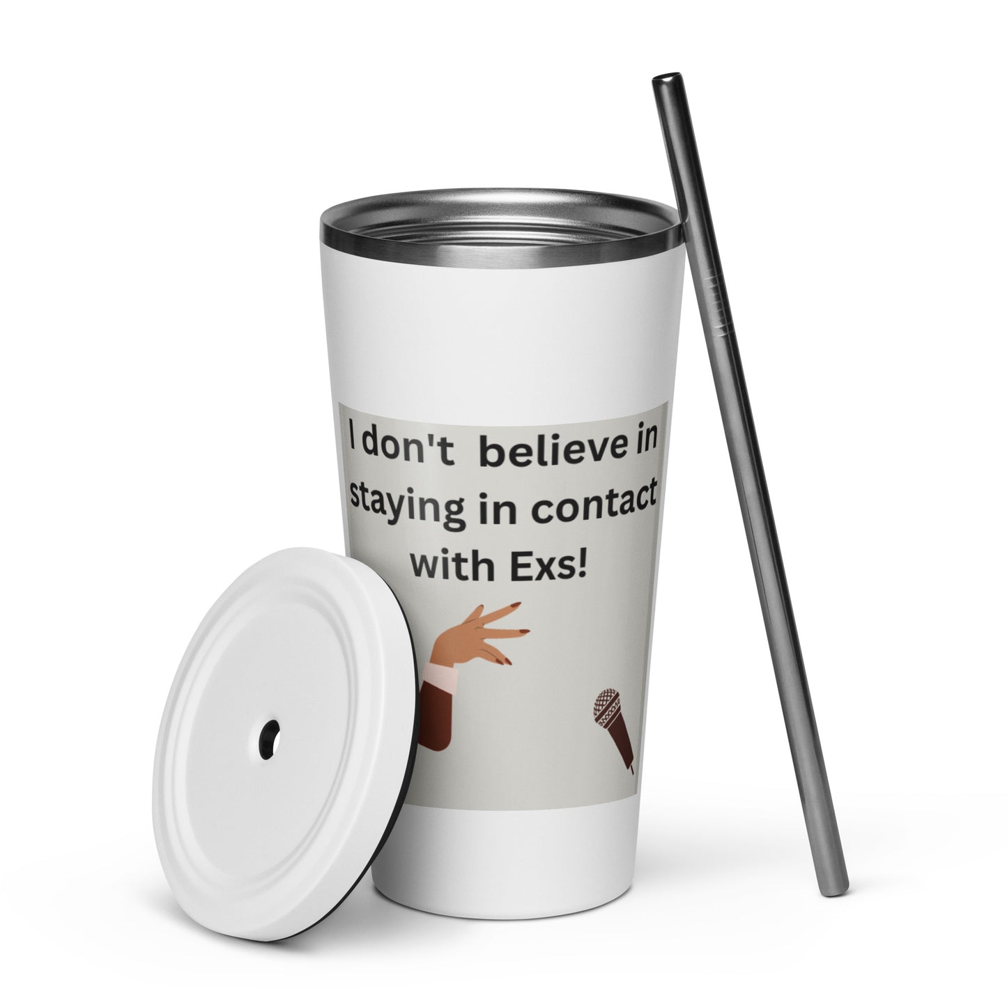 Insulated tumbler with a straw