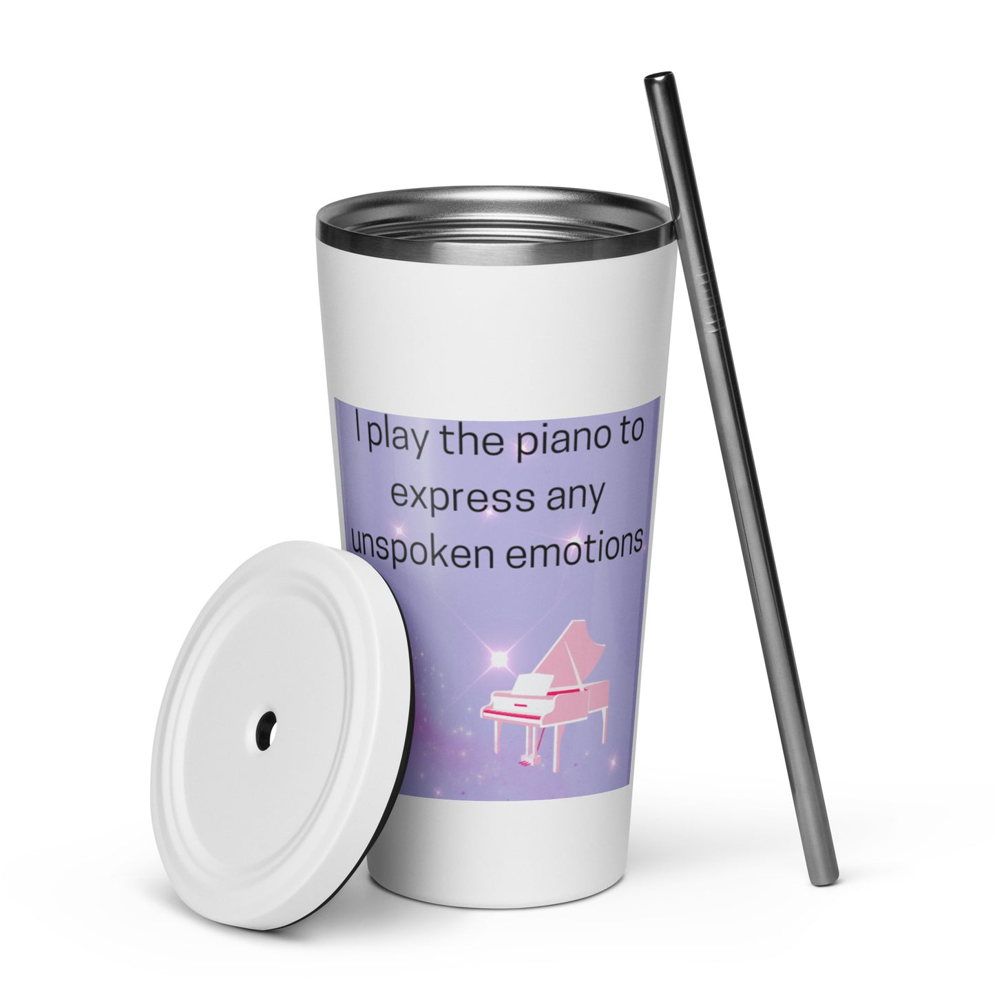 Insulated tumbler with a straw